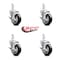 Service Caster 4 Inch Black Poly Wheel Swivel 3/4 Inch Square Stem Caster Set with Brake SCC SCC-SQ20S414-PPUB-BLK-TLB-34-4 - alternate 3
